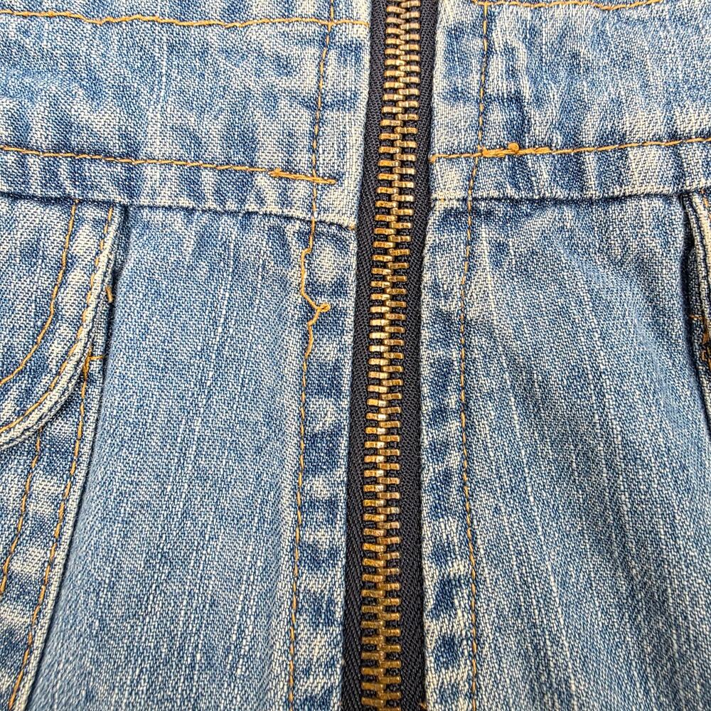 Y2K Denim Mini Skirt Womens Small Zip Front Cargo Pockets 90s Blue Jean - Picture 10 of 11